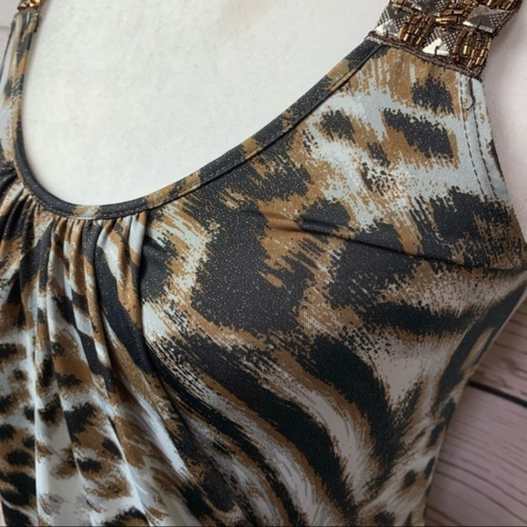 Daytrip Leopard Pleated Embellished Top - Picture 4 of 6